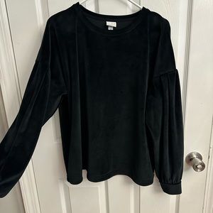 Velvet balloon sleeve shirt